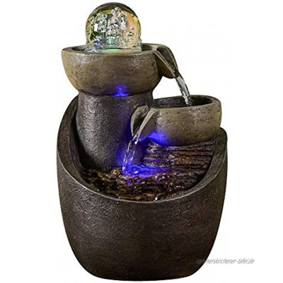 Zen Light – Zimmerbrunnen Malla – Dekoration Buddha Feng Shui – Ambiente Zen und Entspannung – LED-Beleuchtung Mehrfarbig – originelle Geschenkidee – L 18 x B 18 x H 28 cm grau Einheitsgröße