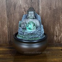 Zimmerbrunnen Buddha Mit Beleuchtung Zen Dekoration Feng Shui Desktop Brunnen Enthält Rotierende Kugel Für Zuhause Büro Wohnzimmer,Schlafzimmer Deko,Harz,16 * 16 * 21cm