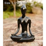 Aifeer Keramik Meditation Yoga Pose Schwarz Weiß 4 Stück Set Figur Statue Sammlungen Handwerk Geschenk Haus Zen Garten Dekor