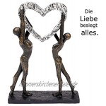 Brillibrum Design Kunst Skulptur Herz Kunststein Abstrakte Moderne Kunst-Figur Wohnzimmer Bronze Dekofigur der Freundschaft & Liebe aus Polystone Lieb