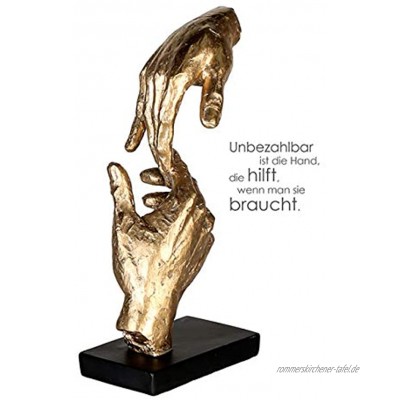 Casablanca Skulptur Dekofigur Two Hands Zwei Hände Polyresin goldfarben schwarz 29 x 13,5 x 8 cm