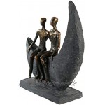 Casablanca Skulptur Moon Poly bronzefarbene Figur Basis dunkelgrau mit Zertifikat und Spruchanhänger