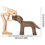 D L Ravcerol Neueste Holzfiguren Skulptur Ornamente Set abstrakte Stil Menschen mit Hund Statue Freundschaft zwischen Hund und Menschen Denkmäler Statue für Home Office