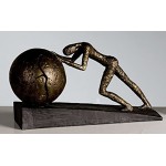 Exklusive Skulptur HEAVY BALL aus Poly Bronzefinish Schwarzer Base Höhe 21,5 cm Länge 37 cm