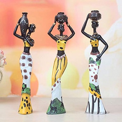 FADDARE 3 Stücke Afrikanische Dame Harz Skulpturen Tribal Lady Figur Statue Decor Handwerk Geschenk Desktop Ornamente für Zuhause Wohnzimmer Hotel Büro Dekoration