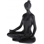 lahomia Keramik Yoga Figur Statue Yoga Frau sitzend Meditation Dekofigur Skulptur Tischdekoration Schwarz A