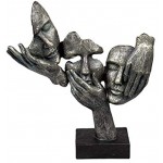 Lifestyle & More Exklusive Deko Büste Skulptur Dekofigur aus Kunststein in Antik Silber Höhe 37 cm Breite 34 cm