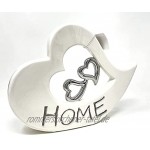 Lifestyle & More Moderne Skulptur Dekofigur Herz aus Keramik weiß und Silber 22x29 cm