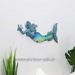Liffy Metall Meerjungfrau Wandkunst im Freien hängenden Glas Dekor blau dekorative Skulptur für Terrasse Pool oder Badezimmer