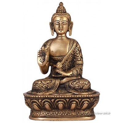 shopendhere Messing Buddha Idol 17,8 cm hoch handgefertigt lifestory Buddha Statue feine Carving Religiöse Idol Messing antik Skulptur,Vintage Deko in Messing wertvolle Sammlung rustikale Optik
