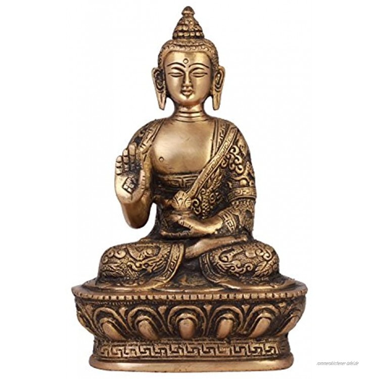 shopendhere Messing Buddha Idol 17,8 cm hoch handgefertigt lifestory Buddha Statue feine Carving Religiöse Idol Messing antik Skulptur,Vintage Deko in Messing wertvolle Sammlung rustikale Optik