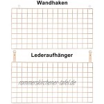 Edaygo Wandgitter Set Dekogitter Gitter-Pinnwand Fotogitter inkl. 2 Lederaufhänger 4 S-Haken 4 Wandhaken Rosé-Gold 80 x 40 cm
