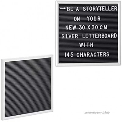 Relaxdays 2 x Letterboard 145 Buchstaben Zahlen Sonderzeichen 30x30 cm Buchstabentafel zum Stecken Kunststoff weiß
