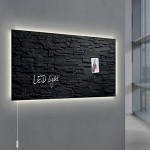 SIGEL GL407 Premium Glas-Magnetboard 91 x 46 cm mit LED-Beleuchtung Schiefer-Stone Magnettafel Artverum