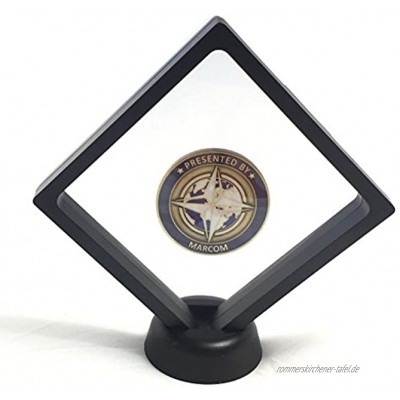 YdoG 3D-Objektrahmen Münzenständer – Schweberahmen mit Silikon-Membran – Maße 10,8cm x 10,8cm x 2cm – Trophäe Dekoration Aufbewahrung für Münzen Briefmarken Orden schwarz