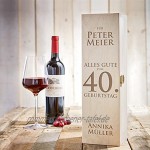 AMAVEL Casa Vivente Weinbox aus Holz Alles Gute zum Geburtstag Personalisiert mit Namen Verpackung für Weingeschenke