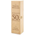 AMAVEL Casa Vivente Weinbox aus Holz Alles Gute zum Geburtstag Personalisiert mit Namen Verpackung für Weingeschenke