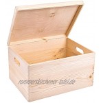 Creative Deco XXL Große Natur Holz-Kiste mit Deckel | 40x30x24 cm + -1cm | Erinnerungsbox Baby | Holz-Box Unlackiert Kasten | Griffen | Für Dokumente Spielzeug Werkzeuge | ROH & UNGESCHLIFFEN