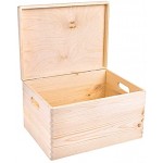 Creative Deco XXL Große Natur Holz-Kiste mit Deckel | 40x30x24 cm + -1cm | Erinnerungsbox Baby | Holz-Box Unlackiert Kasten | Griffen | Für Dokumente Spielzeug Werkzeuge | ROH & UNGESCHLIFFEN
