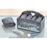 GILDE Holzbox mit Gästehandtüchern Für Lieblingsgäste Skyline grau weiß Höhe 11 cm Baddeko
