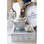 Koopman Teebox aus Holz Teekasten in der Farbe weiß Teekiste mit 9 Fächern große Teebeutelbox Auswahl: weiß