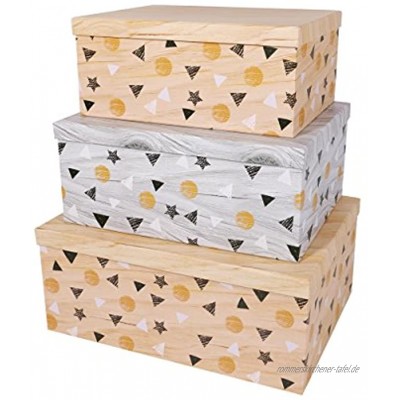 SLPR Dekorative Kartons mit Deckel für Spielzeug und Fotos 3er Set Schwimmdock Triangles