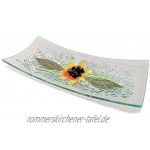 SOSPIRI VENEZIA Taschenleerer aus Glas florales Dekor mit geprägten Details handgefertigt von Artigiani Veneziani Glastechnik elegante Lithographie-Box rechteckig 31 x 13 Sonnenblume