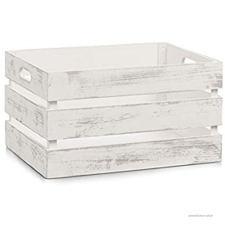 Zeller 15132 Aufbewahrungskiste Vintage weiß Holz ca. 39x29x21,5 cm