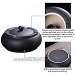 AMITD Aschenbecher Keramik mit Deckel schwarz Winddicht Aschehalter für Raucher Desktop Aschenbecher für Home Office Dekoration,schwarz
