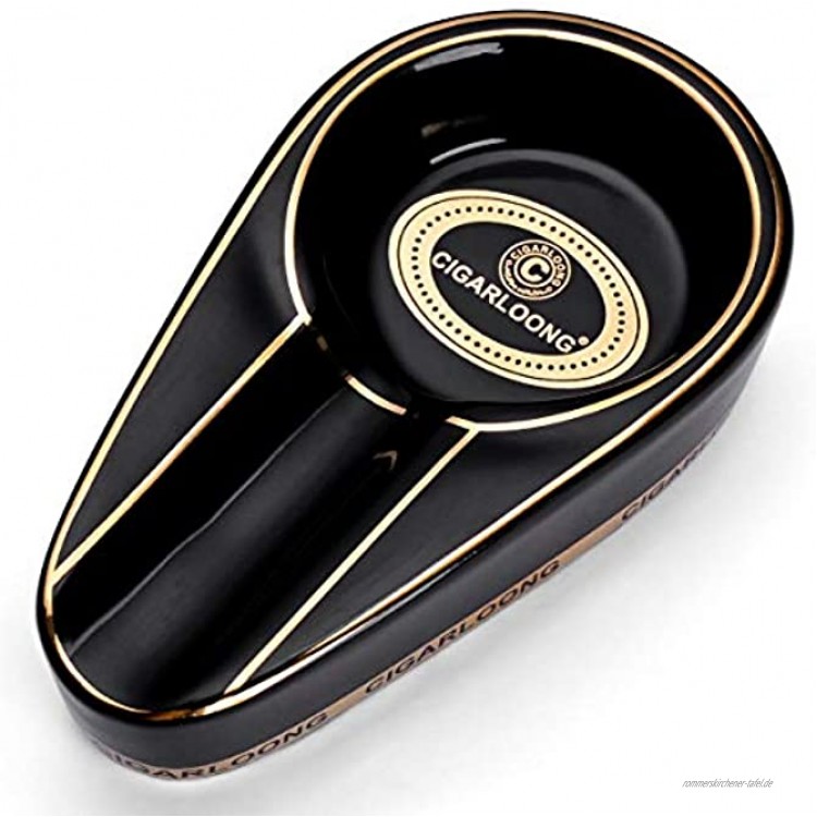 CIGARLOONG Cigar Aschenbecher Single Classic Ceramic Aschenbecher Außen- oder InnenbereichKolorit:Black