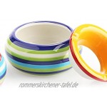com-four® 2-teiliges Set Windaschenbecher aus feinster Dolomit Keramik in grün und orange mit jeweils bunten Streifen 002 Stück Mix1