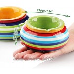 com-four® 2-teiliges Set Windaschenbecher aus feinster Dolomit Keramik in grün und orange mit jeweils bunten Streifen 002 Stück Mix1