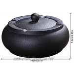 Dadahuam Aschenbecher aus Keramik mit Deckel Winddicht Aschehalter für Raucher Desktop Aschenbecher für Home Office Dekoration schwarz