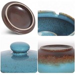 ONEDERZ Aschenbecher für Draußen mit Deckel Keramik Windaschenbecher Geruchsdicht Sturmaschenbecher für Home Office Dekoration Blau