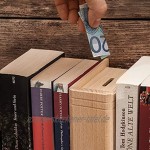 Casa Vivente Spardose Buch aus Holz Sparbuch als originelles Geburtstagsgeschenk für Geld Geldgeschenk-Sparbüchse aus Ahornholz 13,5 x 16,5 x 6,5 cm