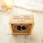 Casa Vivente Spardose zur Hochzeit mit Gravur Motiv Herzen Personalisiert mit Namen und Datum Aus Holz Verpackung für Geldgeschenke