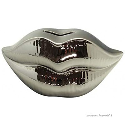 Dreamlight Moderne Spardose Sparbüchse KISS aus Keramik Silber 20x10 cm
