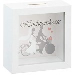 Hochzeit Spardose 15x15 cm weiß Hochzeits Kasse Sparbüchse mit Sichtfenster Geldgeschenk