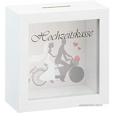Hochzeit Spardose 15x15 cm weiß Hochzeits Kasse Sparbüchse mit Sichtfenster Geldgeschenk
