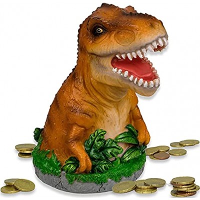 mtb more energy Spardose ''Spar-Rex'' braun T-Rex Dinosaurier Sparbüchse Höhe 15 cm Figur Deko Dino Geschenk Sparschwein