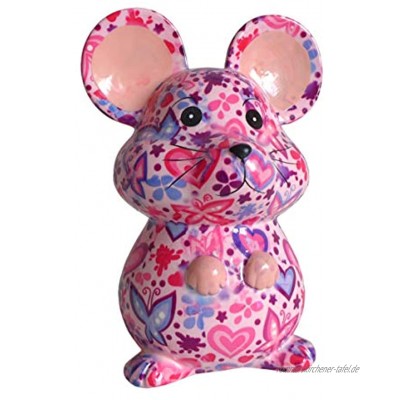 Pomme Pidou Spardose Maus rosa mit Schmetterlingen Sparbüchse Mäuse Sparschwein Geldgeschenk Geschenk