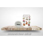Spardose Sparbüchse Geld-Dose Wiederverschließbar Farbe Weiß Blumenladen Pilze Keramik Bedruckt