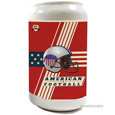 Spardose Sparbüchse Geld-Dose Wiederverschließbar Farbe Weiß Retro American Football Keramik Bedruckt