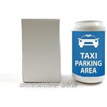 Spardose Sparbüchse Geld-Dose Wiederverschließbar Farbe Weiß Werkstatt Motiv Taxi Parken Keramik Bedruckt