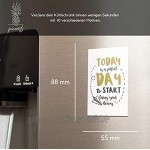 Dekorative Magnete Kühlschrank 10er Deko Magnet Set | Magnete für Magnettafel | Inspirierenden & motivierenden Sprüchen für jeden Tag | 55mm x 88mm | Inkl. Bonus: Geschirrspüler Schild Clean & Dirty