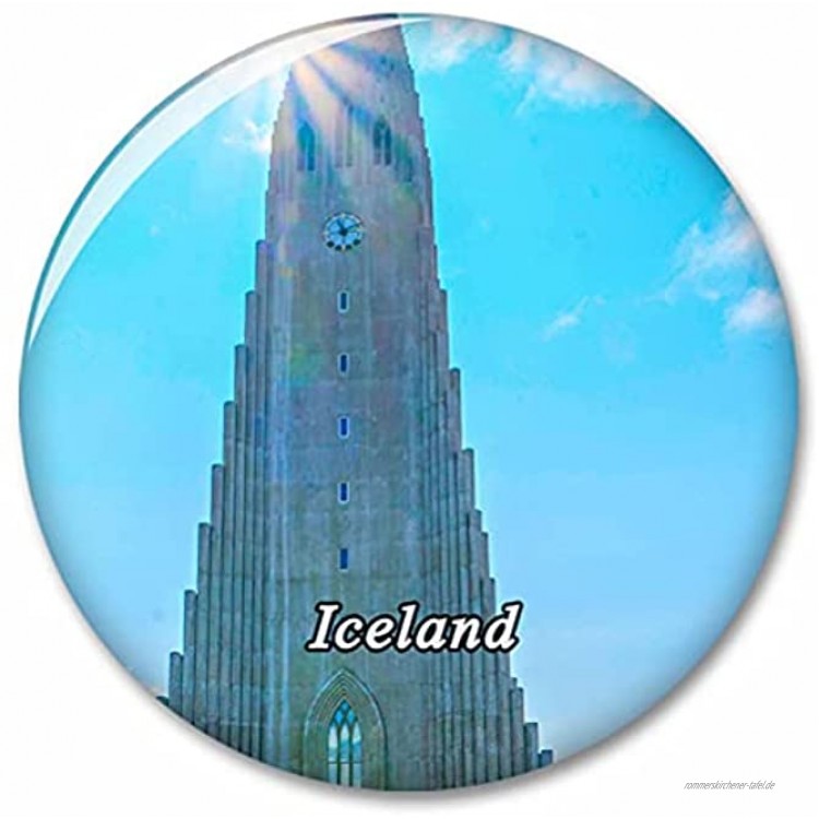 Island Hallgrimskirkja Reykjavik Kühlschrankmagnet Dekorativer Magnet Touristische Stadt Reise Souvenir Sammlung Geschenk Starker Kühlschrank Aufkleber