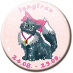 Kühlschrankmagnet Sternzeichen Jungfrau Spruch Magnet Katze lustig für Katzenliebhaber Kühlschrank stark groß 50 mm