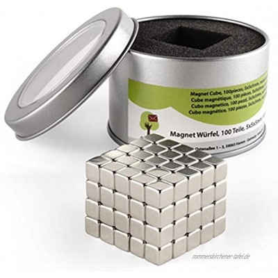 OfficeTree 100 Magnet Würfel Neodym 5x5x5 mm extra-stark für Whiteboard Magnet-Tafel Pinnwand Kühlschrank Premium-Qualität