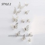 36 Stück 3D-Hohlmetall-Schmetterlingsaufkleber aus Metall Aufkleber für Baby- Mädchenzimmerdekoration DIY-Wandaufkleber abnehmbare Dekoration für Hochzeitsfeiern Silber