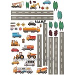 alles-meine.de GmbH 44 TLG. Set Wandtattoo Sticker Straße mit Fahrzeuge & Auto zum Spielen & als Deko Wandsticker Aufkleber für Kinderzimmer selbstklebend + wie..